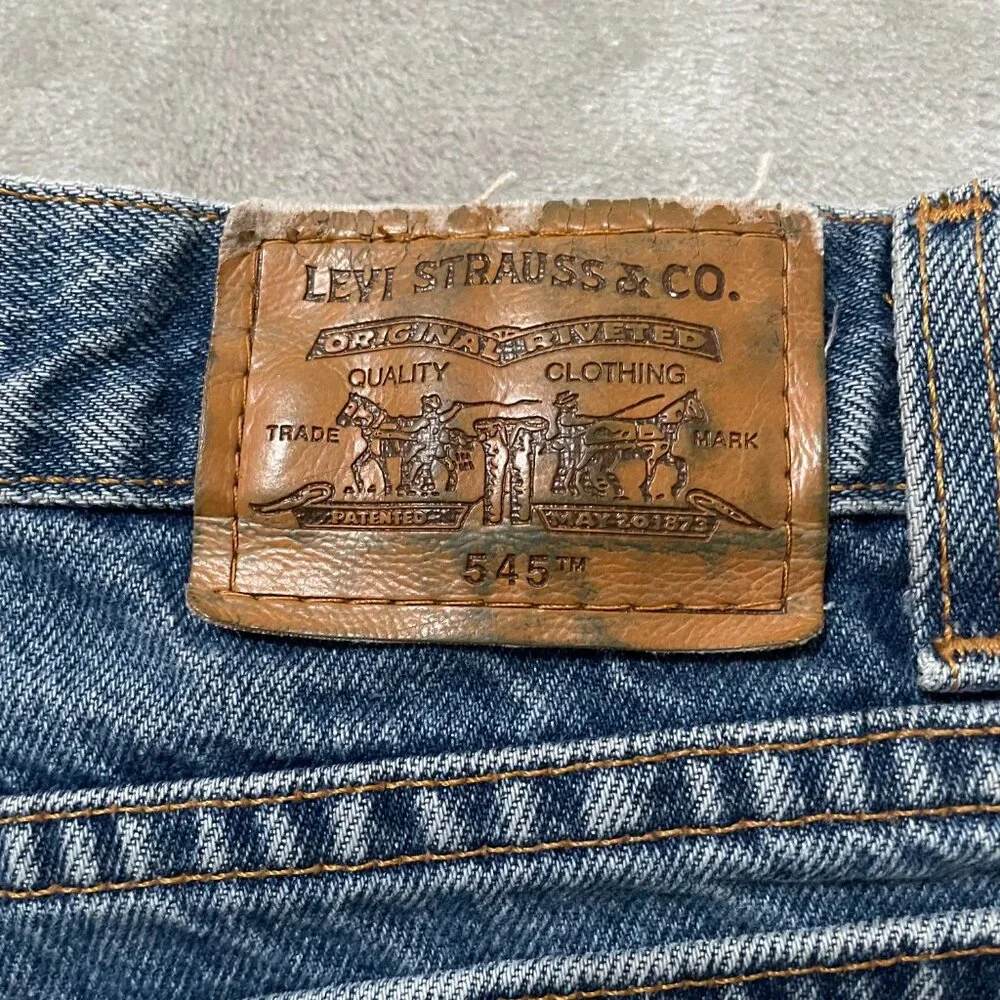 Vintage Levi's 545 Relaxed Fit Jeans Brown Tab Size 36x34 90s Stonewash Denim